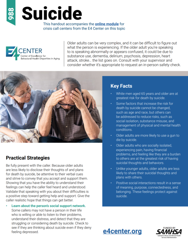 988 and Crisis Center Module Handouts – E4 Center